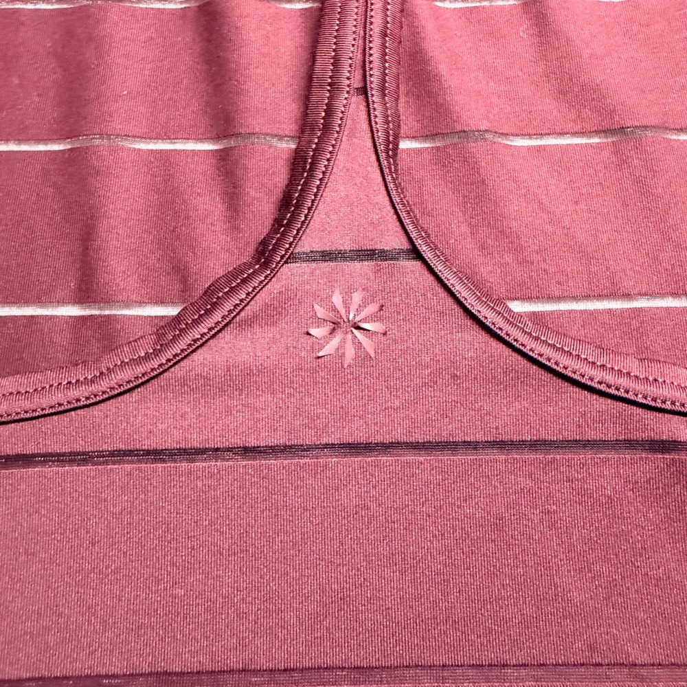 Athleta Burgundy Mesh Stripe Racerback Tank Top Medium Maroon Activewear - Picture 10 of 11